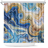 Polynesian Tribal Tattoo Shower Curtain Swirling Ocean Marble Pattern