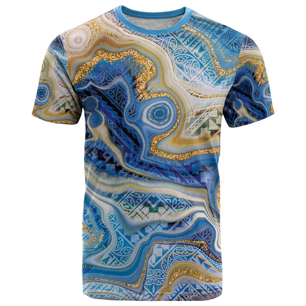 Polynesian Tribal Tattoo T Shirt Swirling Ocean Marble Pattern