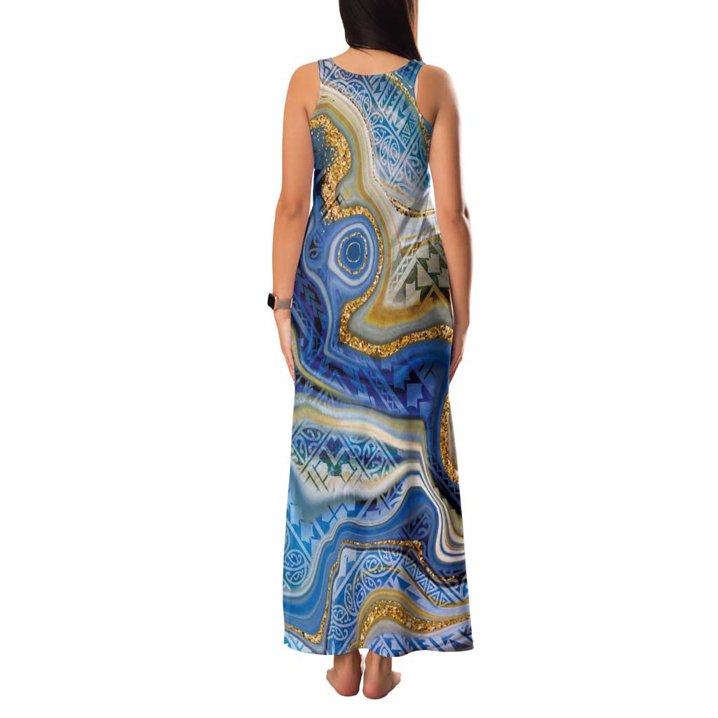 Polynesian Tribal Tattoo Tank Maxi Dress Swirling Ocean Marble Pattern LT9 - Polynesian Pride