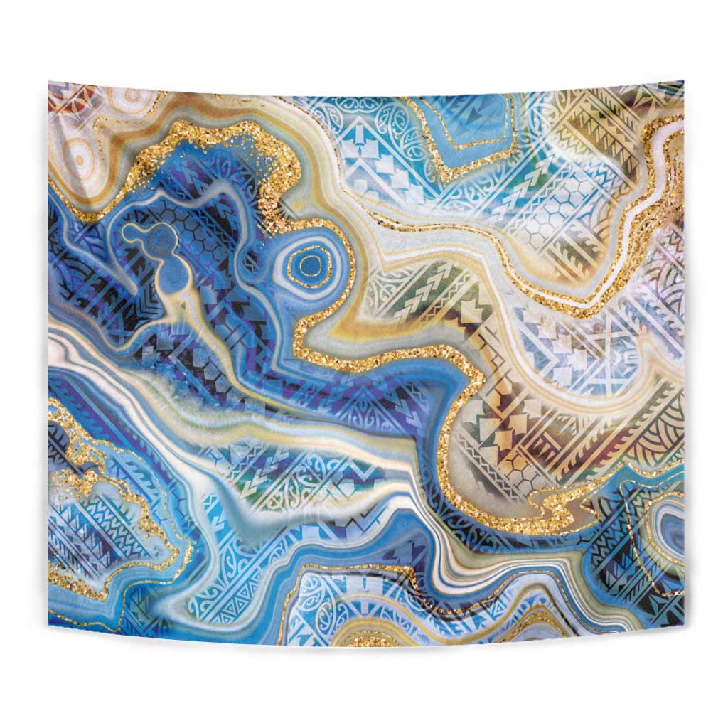 Polynesian Tribal Tattoo Tapestry Swirling Ocean Marble Pattern