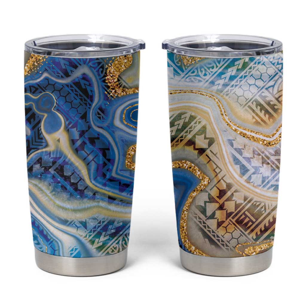 Polynesian Tribal Tattoo Tumbler Cup Swirling Ocean Marble Pattern LT9 Ocean - Polynesian Pride