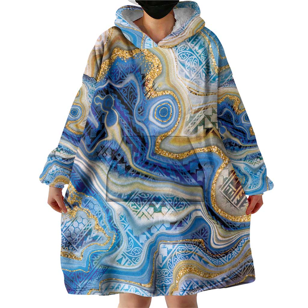 Polynesian Tribal Tattoo Wearable Blanket Hoodie Swirling Ocean Marble Pattern LT9 - Polynesian Pride