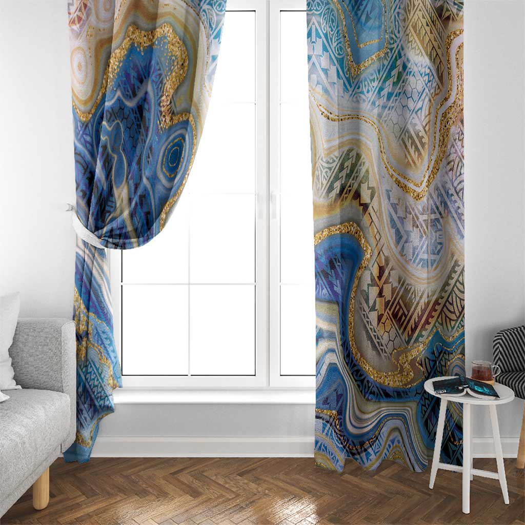 Polynesian Tribal Tattoo Window Curtain Swirling Ocean Marble Pattern LT9 - Polynesian Pride