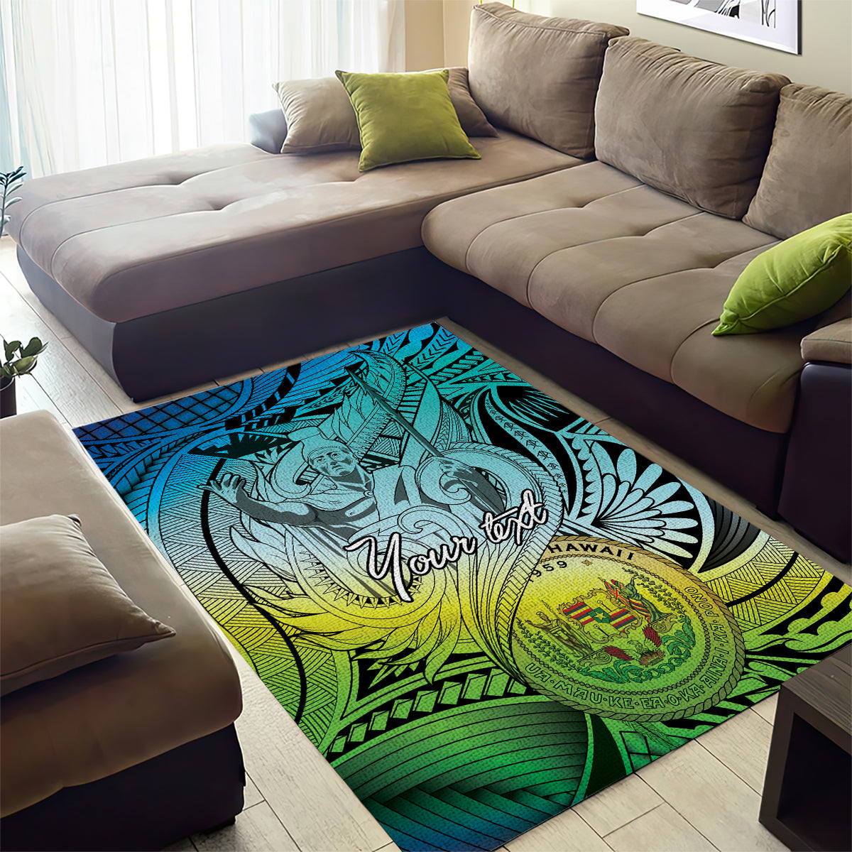Personalised Aloha King Kamehameha Spirits Area Rug Art Special