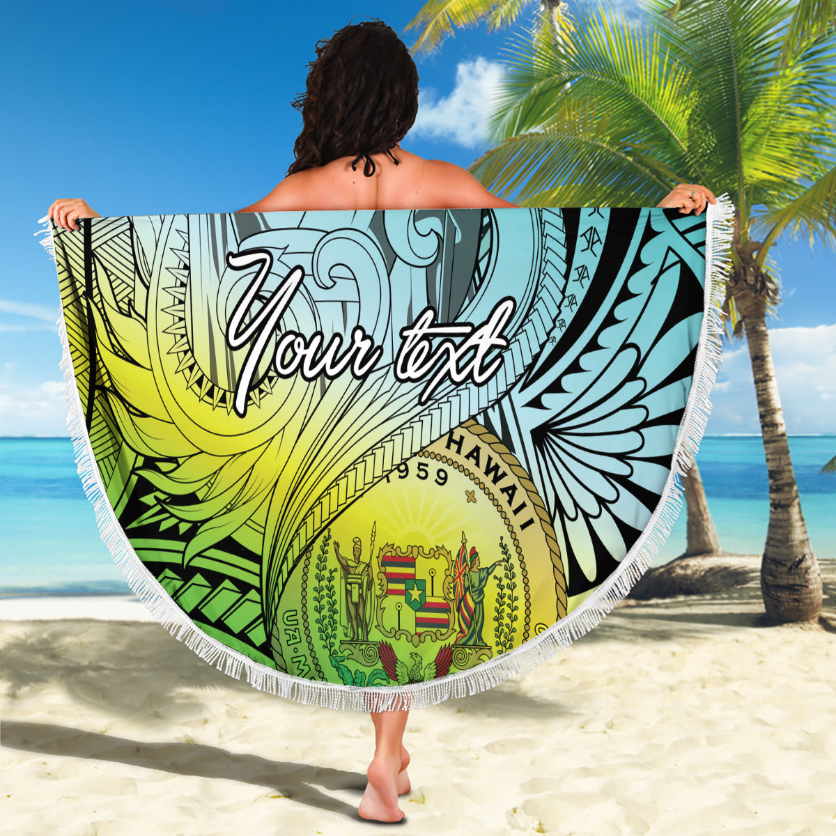 Personalised Aloha King Kamehameha Spirits Beach Blanket Art Special LT9 - Polynesian Pride