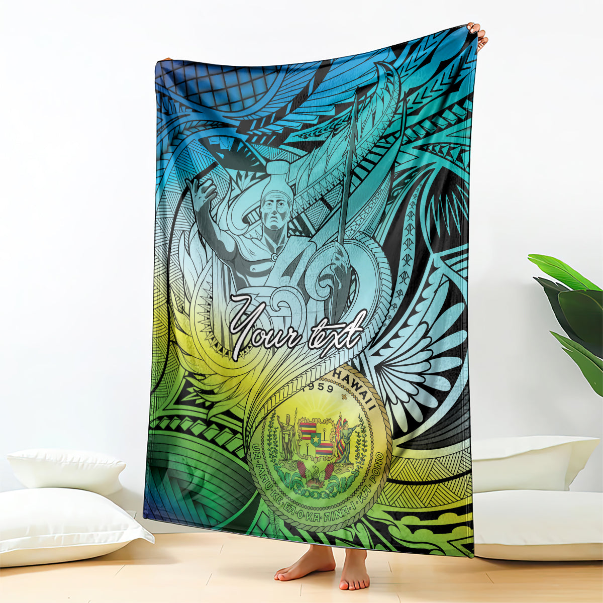 Personalised Aloha King Kamehameha Spirits Blanket Art Special LT9 - Polynesian Pride