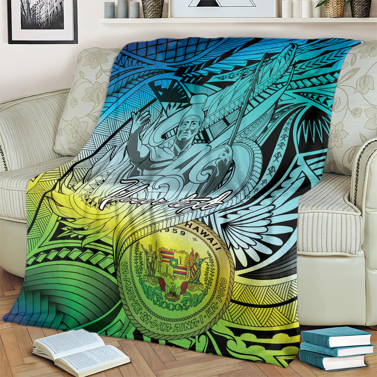 Personalised Aloha King Kamehameha Spirits Blanket Art Special LT9 - Polynesian Pride