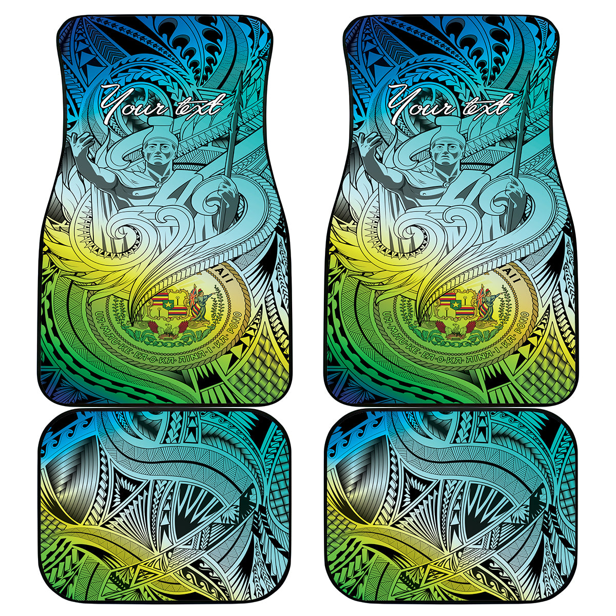 Personalised Aloha King Kamehameha Spirits Car Mats Art Special LT9 - Polynesian Pride