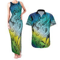 Personalised Aloha King Kamehameha Spirits Couples Matching Tank Maxi Dress and Hawaiian Shirt Art Special LT9 Art - Polynesian Pride