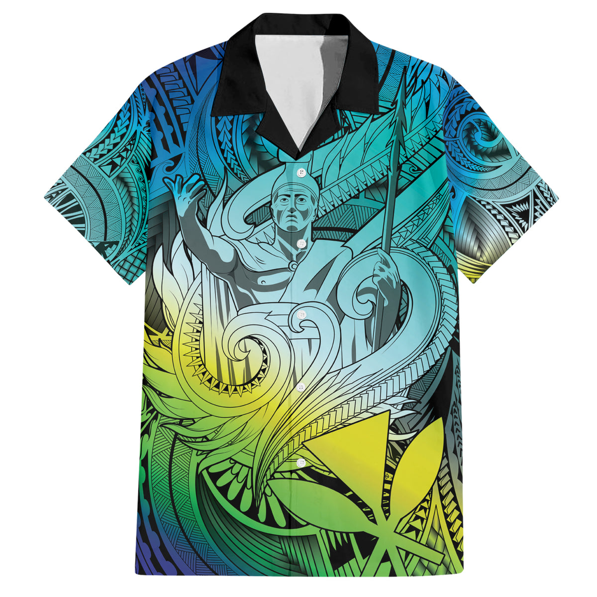 Personalised Aloha King Kamehameha Spirits Family Matching Short Sleeve Bodycon Dress and Hawaiian Shirt Art Special LT9 Dad's Shirt - Short Sleeve Art - Polynesian Pride