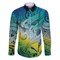 Personalised Aloha King Kamehameha Spirits Family Matching Short Sleeve Bodycon Dress and Hawaiian Shirt Art Special LT9 Dad's Shirt - Long Sleeve Art - Polynesian Pride