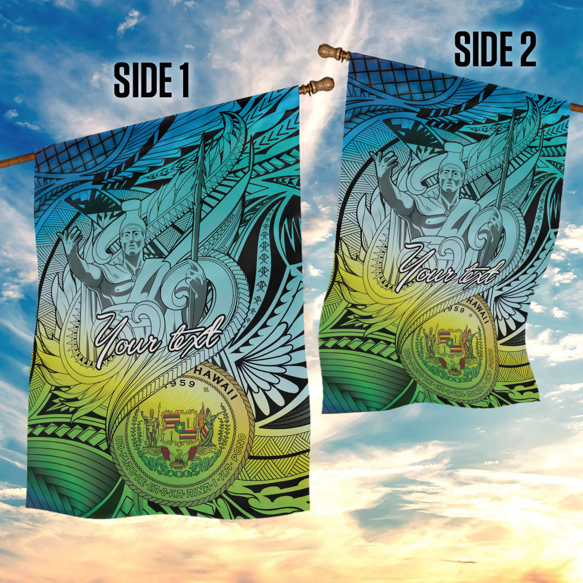 Personalised Aloha King Kamehameha Spirits Garden Flag Art Special LT9 - Polynesian Pride