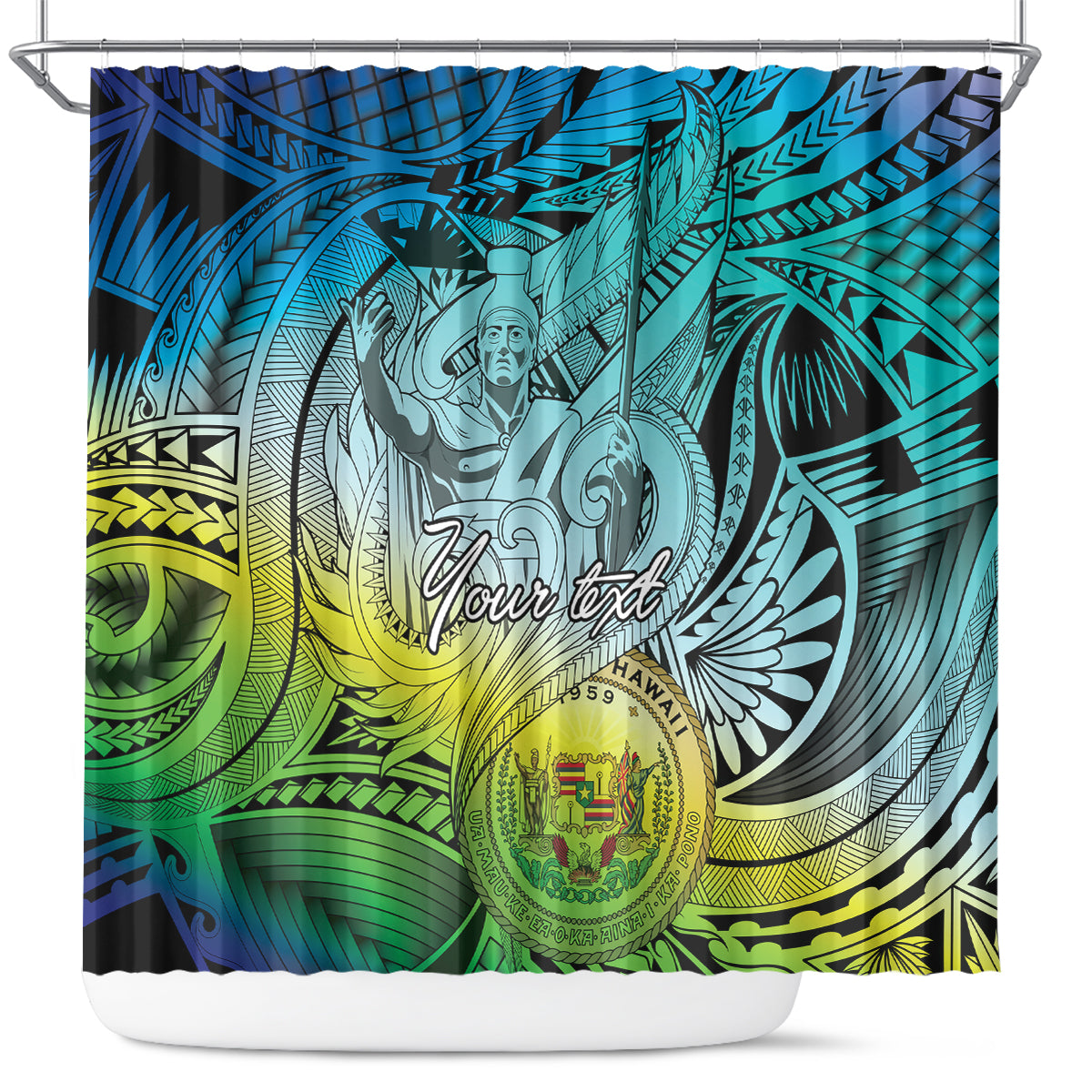 Personalised Aloha King Kamehameha Spirits Shower Curtain Art Special