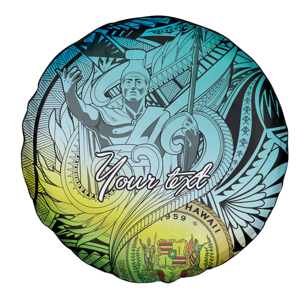 Personalised Aloha King Kamehameha Spirits Spare Tire Cover Art Special LT9 - Polynesian Pride