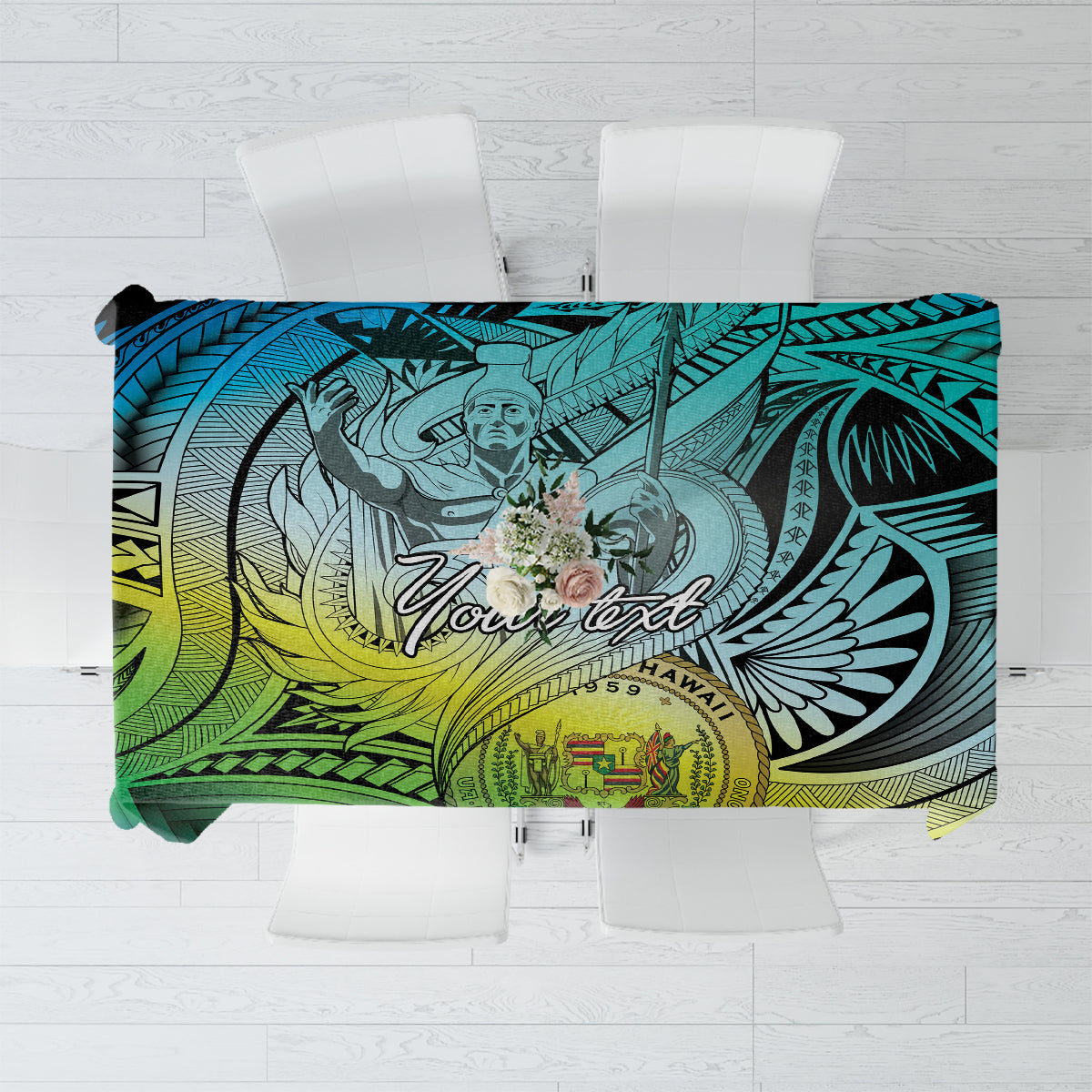 Personalised Aloha King Kamehameha Spirits Tablecloth Art Special LT9 Art - Polynesian Pride