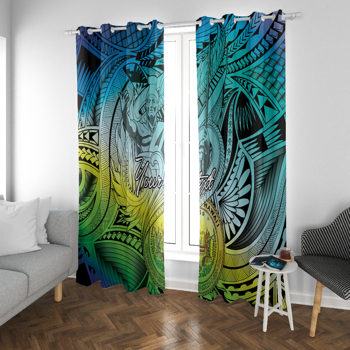 Personalised Aloha King Kamehameha Spirits Window Curtain Art Special LT9 With Grommets Art - Polynesian Pride