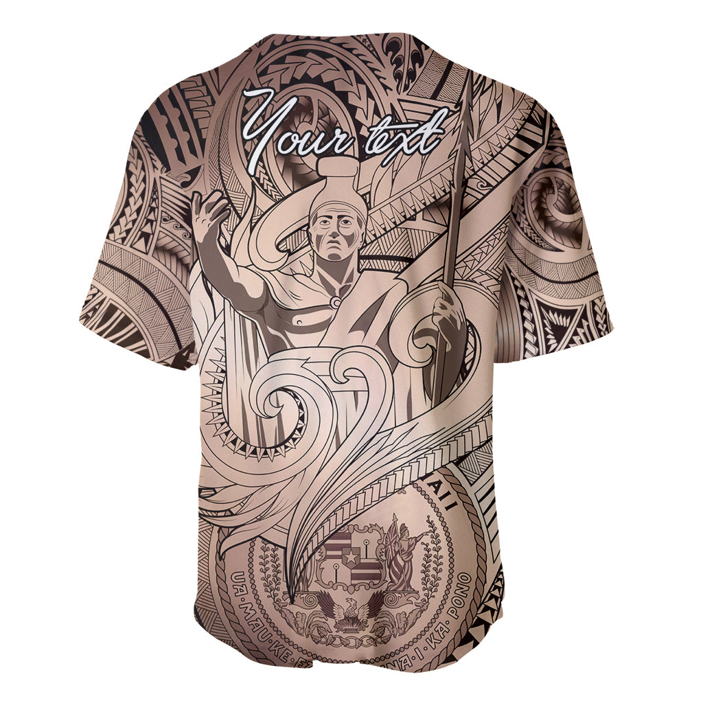 Personalised Aloha King Kamehameha Spirits Baseball Jersey Beige Special LT9 - Polynesian Pride