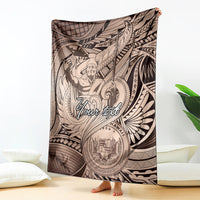 Personalised Aloha King Kamehameha Spirits Blanket Beige Special LT9 - Polynesian Pride