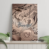 Personalised Aloha King Kamehameha Spirits Canvas Wall Art Beige Special LT9 - Polynesian Pride