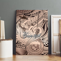 Personalised Aloha King Kamehameha Spirits Canvas Wall Art Beige Special LT9 - Polynesian Pride