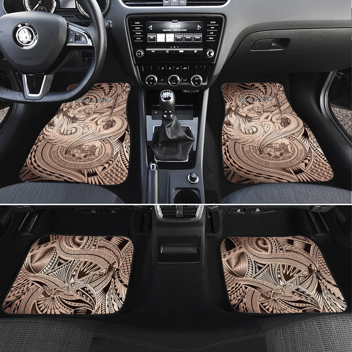 Personalised Aloha King Kamehameha Spirits Car Mats Beige Special LT9 Set 4pcs Beige - Polynesian Pride