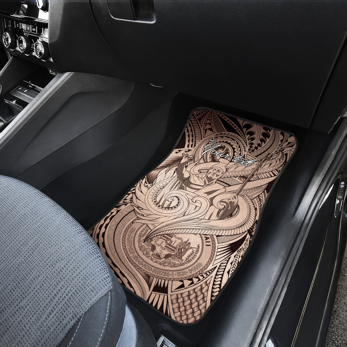Personalised Aloha King Kamehameha Spirits Car Mats Beige Special LT9 - Polynesian Pride