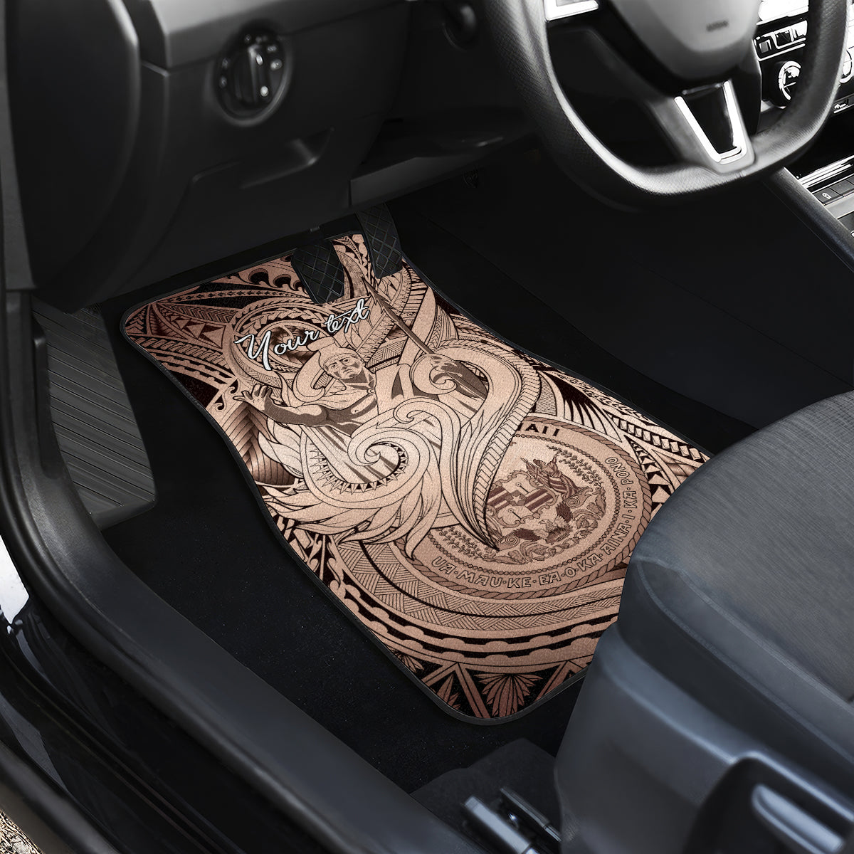 Personalised Aloha King Kamehameha Spirits Car Mats Beige Special LT9 - Polynesian Pride