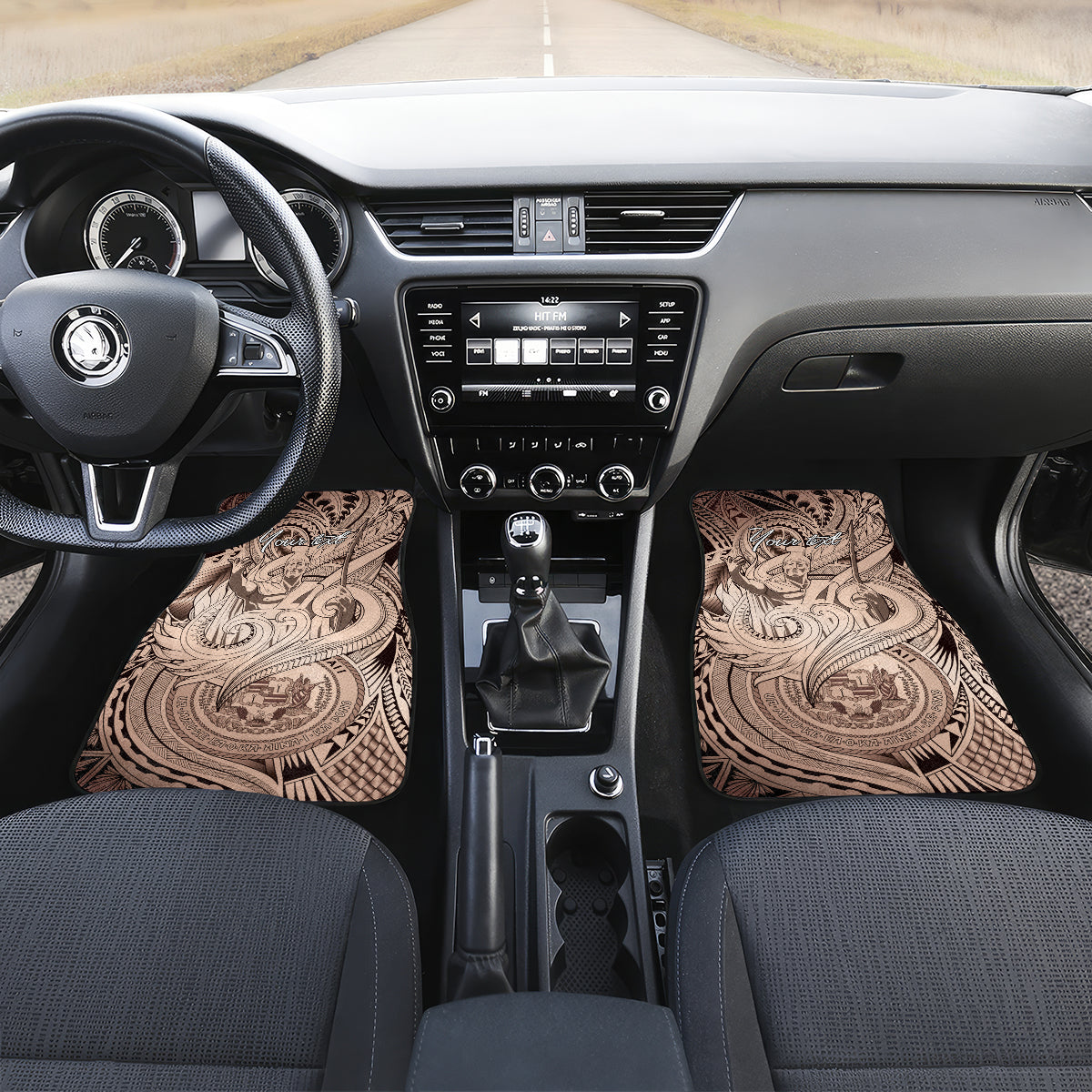 Personalised Aloha King Kamehameha Spirits Car Mats Beige Special LT9 Set 2pcs - Front Beige - Polynesian Pride