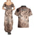 Personalised Aloha King Kamehameha Spirits Couples Matching Summer Maxi Dress and Hawaiian Shirt Beige Special LT9 - Polynesian Pride