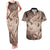 Personalised Aloha King Kamehameha Spirits Couples Matching Tank Maxi Dress and Hawaiian Shirt Beige Special LT9 Beige - Polynesian Pride