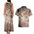 Personalised Aloha King Kamehameha Spirits Couples Matching Tank Maxi Dress and Hawaiian Shirt Beige Special LT9 - Polynesian Pride