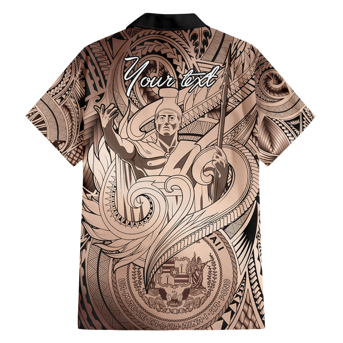 Personalised Aloha King Kamehameha Spirits Family Matching Puletasi and Hawaiian Shirt Beige Special LT9 - Polynesian Pride
