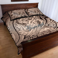 Personalised Aloha King Kamehameha Spirits Quilt Bed Set Beige Special LT9 - Polynesian Pride