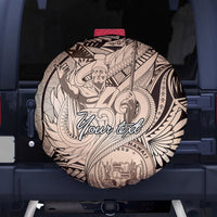 Personalised Aloha King Kamehameha Spirits Spare Tire Cover Beige Special LT9 - Polynesian Pride