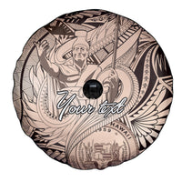 Personalised Aloha King Kamehameha Spirits Spare Tire Cover Beige Special LT9 - Polynesian Pride