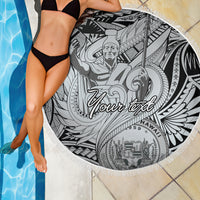 Personalised Aloha King Kamehameha Spirits Beach Blanket Grey Special LT9 - Polynesian Pride