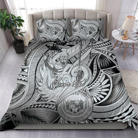 Personalised Aloha King Kamehameha Spirits Bedding Set Grey Special LT9 - Polynesian Pride