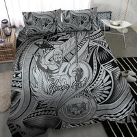 Personalised Aloha King Kamehameha Spirits Bedding Set Grey Special LT9 - Polynesian Pride
