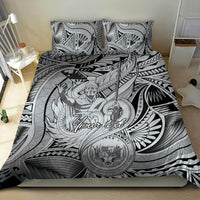 Personalised Aloha King Kamehameha Spirits Bedding Set Grey Special LT9 - Polynesian Pride