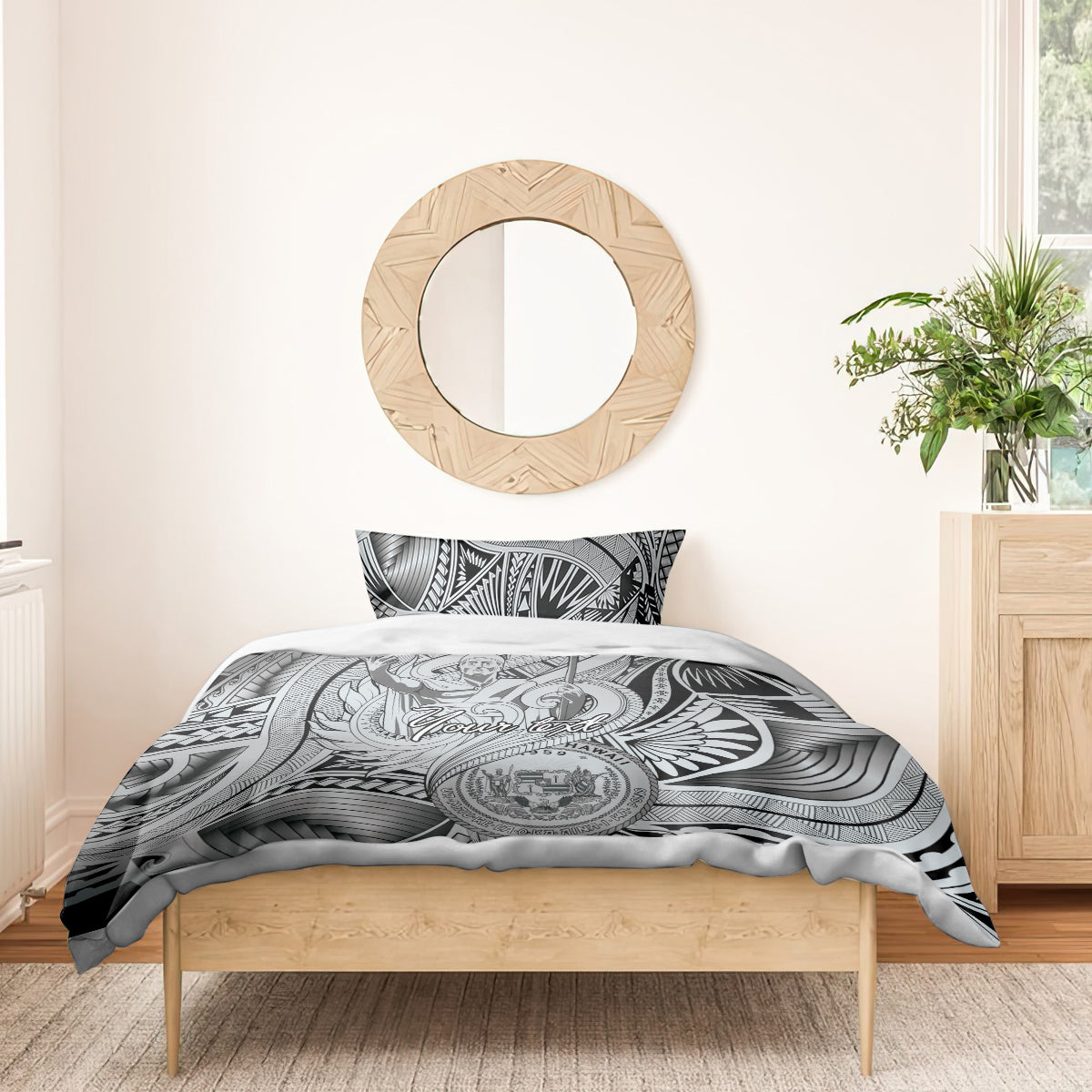 Personalised Aloha King Kamehameha Spirits Bedding Set Grey Special LT9 - Polynesian Pride