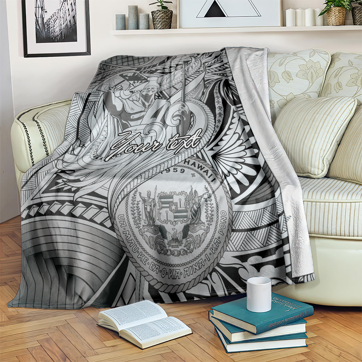 Personalised Aloha King Kamehameha Spirits Blanket Grey Special