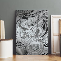 Personalised Aloha King Kamehameha Spirits Canvas Wall Art Grey Special LT9 - Polynesian Pride