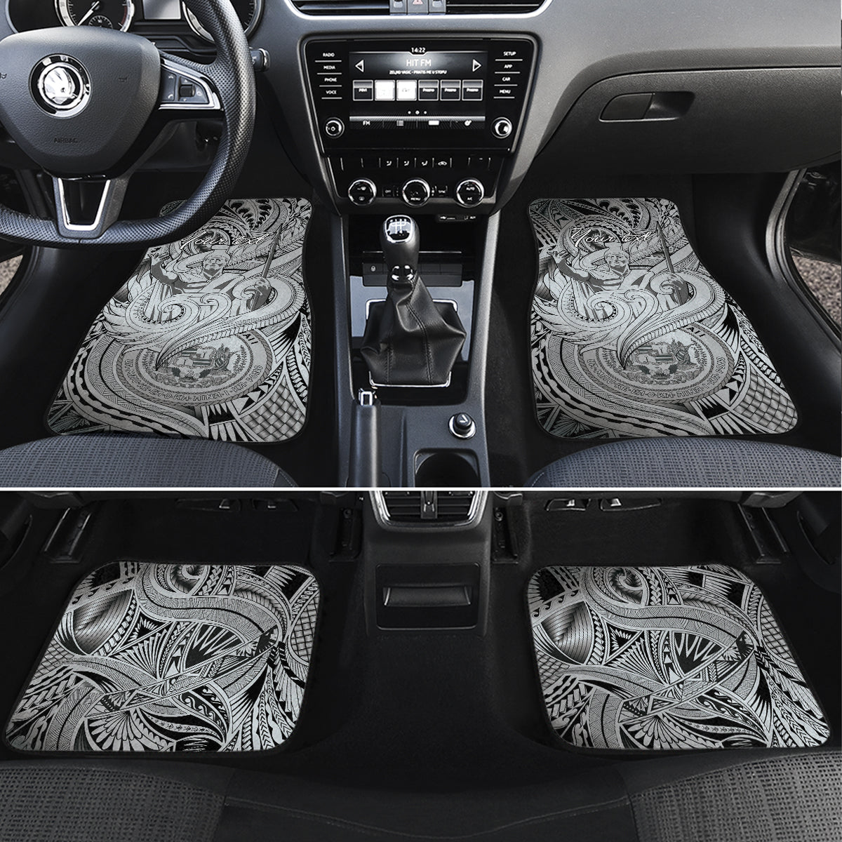 Personalised Aloha King Kamehameha Spirits Car Mats Grey Special LT9 Set 4pcs Grey - Polynesian Pride