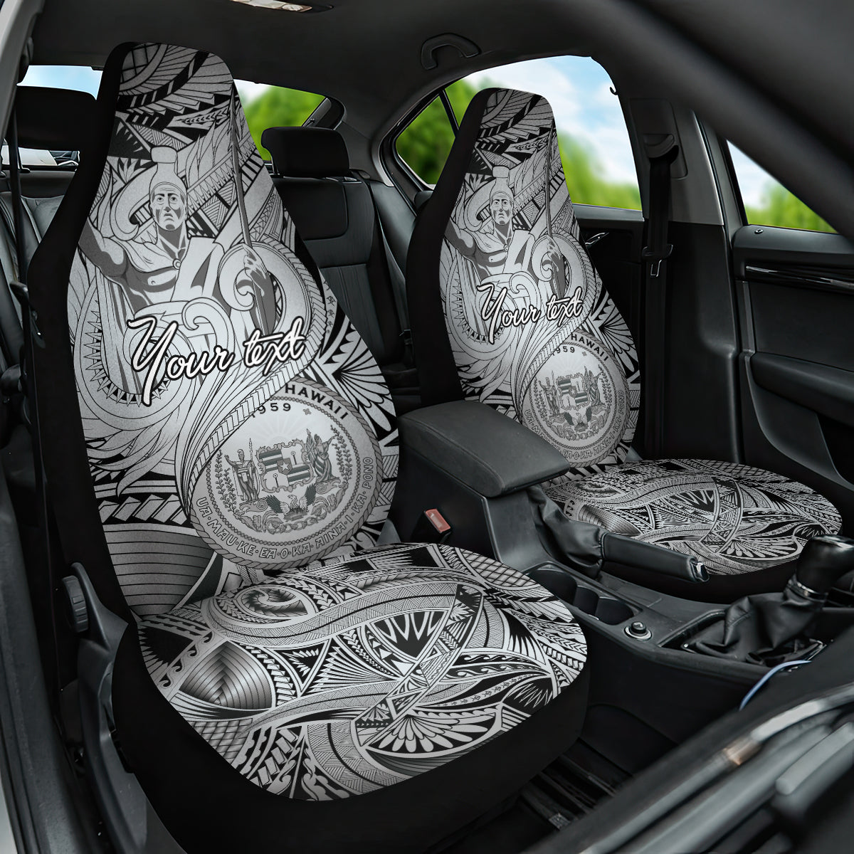 Personalised Aloha King Kamehameha Spirits Car Seat Cover Grey Special