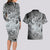 Personalised Aloha King Kamehameha Spirits Couples Matching Long Sleeve Bodycon Dress and Hawaiian Shirt Grey Special LT9 - Polynesian Pride