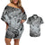 Personalised Aloha King Kamehameha Spirits Couples Matching Off Shoulder Short Dress and Hawaiian Shirt Grey Special LT9 Grey - Polynesian Pride