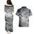 Personalised Aloha King Kamehameha Spirits Couples Matching Puletasi and Hawaiian Shirt Grey Special LT9 - Polynesian Pride