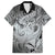 Personalised Aloha King Kamehameha Spirits Family Matching Off Shoulder Maxi Dress and Hawaiian Shirt Grey Special LT9 Dad's Shirt - Short Sleeve Grey - Polynesian Pride