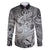 Personalised Aloha King Kamehameha Spirits Family Matching Off Shoulder Maxi Dress and Hawaiian Shirt Grey Special LT9 Dad's Shirt - Long Sleeve Grey - Polynesian Pride