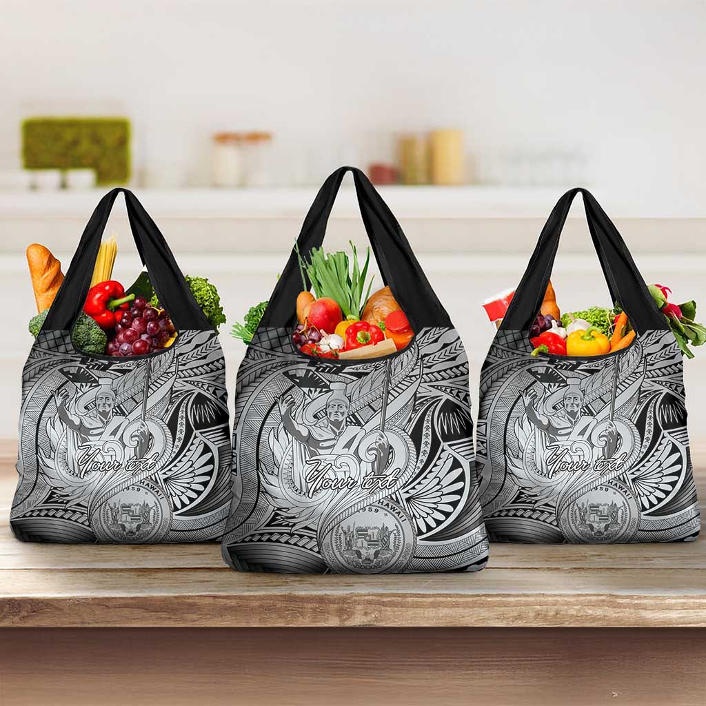 Personalised Aloha King Kamehameha Spirits Grocery Bag Grey Special LT9 3-pack One Size Grey - Polynesian Pride